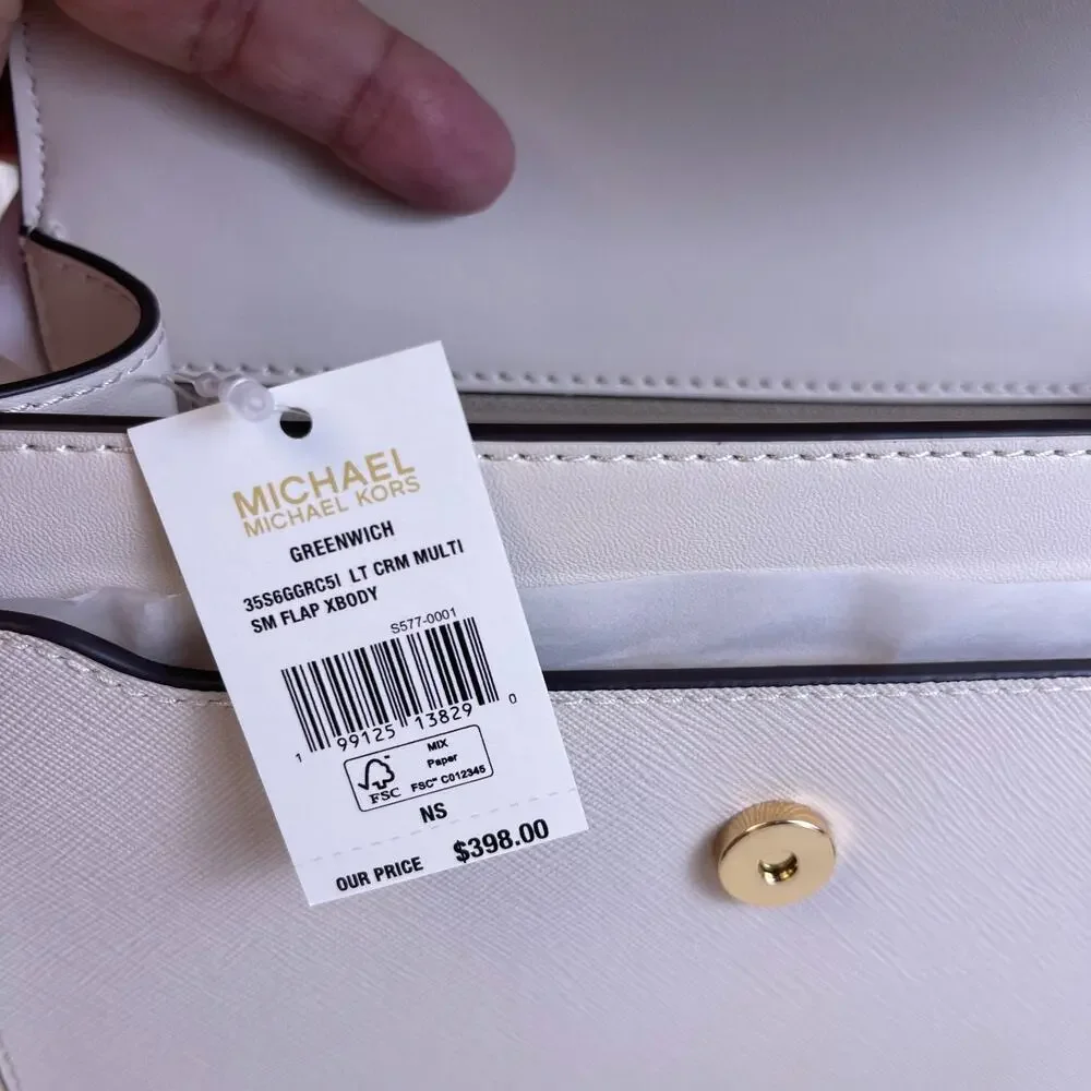 Michael Kors Greenwich Small Cherry Blossom Flap Crossbody Cream NWT $398
